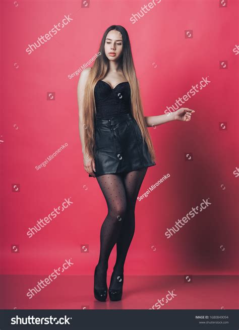 Brunette Sexy Girl Posing Pink Background Stock Photo 1680849094 Shutterstock