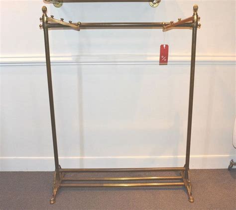 Antique Brass Clothing Rack Ornate Details Adjustable Height Vintage