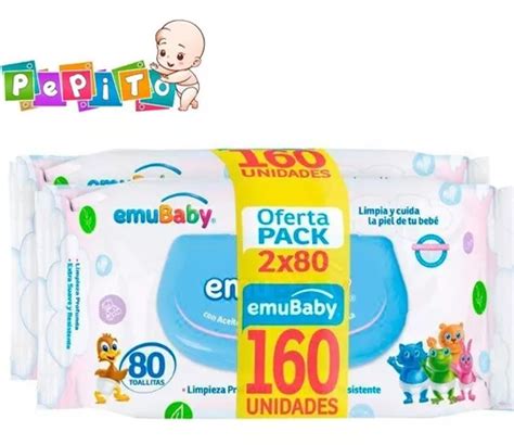 Toallas Húmedas Emubaby Premium Con Tapa Pack 2x80 160 Un MercadoLibre