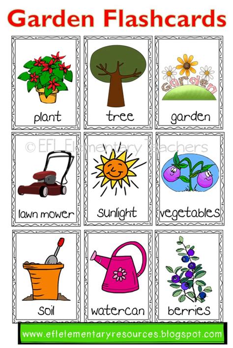 Esl Garden Flashcards Garden Theme Flashcards Elementary Special