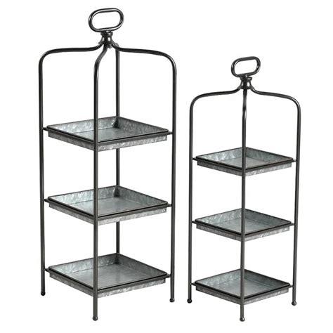 Mayco Three Serving Tray Galvanized Metal Whicker Multi Tiered Plant Stand Buy Whicker Multi