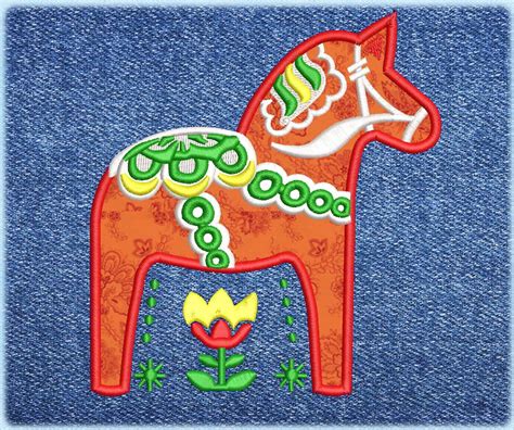 Swedish Dalecarlian Horse or Dala Horse applique 3 Sizes | Etsy