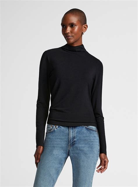 Touch Of Wool Mock Neck T Shirt Contemporaine Womenu2019s Basic T