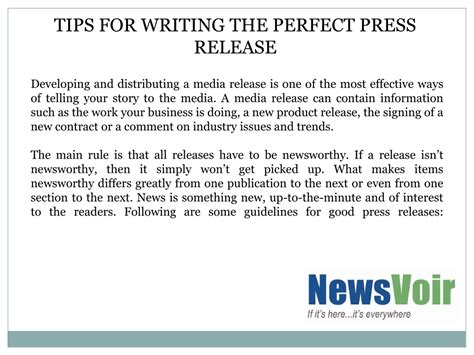 Ppt Tips For Writing The Perfect Press Release Powerpoint