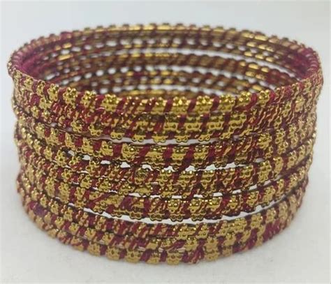 Golden And Red Brass Party Wear Bangle Set Size 2 8 Inch At Rs 50 Set