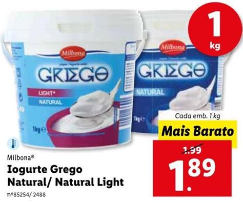 Promo O Milbona Iogurte Grego Natural Natural Light Kg Em Lidl