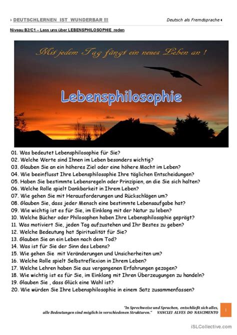 B C Lass Uns Ber Lebensphilosop Deutsch Daf Arbeitsbl Tter Pdf Doc