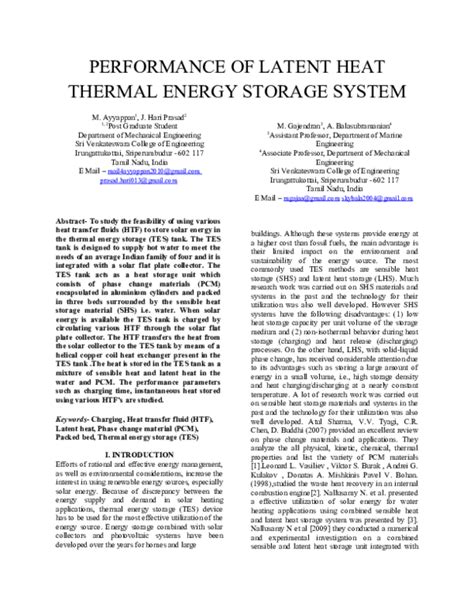 (DOC) PERFORMANCE OF LATENT HEAT THERMAL ENERGY STORAGE SYSTEM 