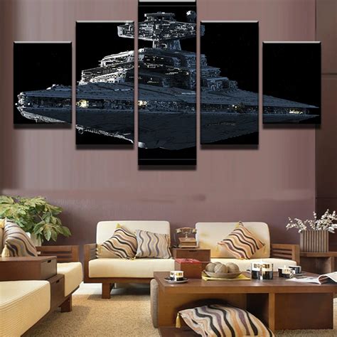 5 Panels Star Wars Imperial Battleship Star Destroyer Canvas Painting Wall Art Prints Home Decor ...