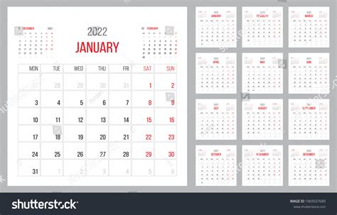 Calendar 2022 Planner Corporate Template Design 库存矢量图（免版税）1969937689