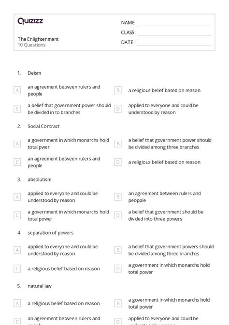 50 The Enlightenment Worksheets On Quizizz Free And Printable