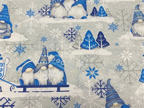 Christmas Fabric Printed Cotton Fabric Christmas Gnome Printed 100 ...