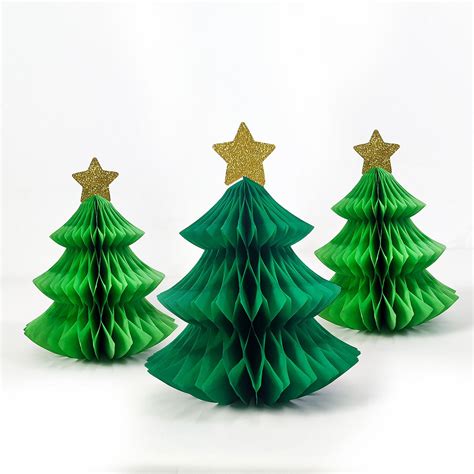 Herrnalise Christmas Honeycomb Paper Trees Decoration Set Centerpiece