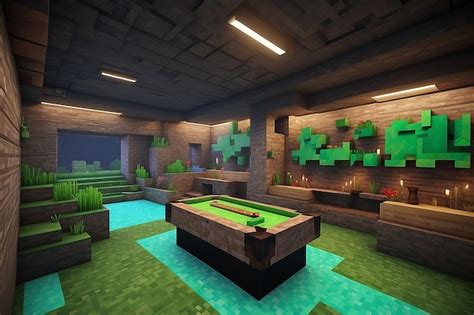 Premium Photo | Minecraftthemed Gaming Room interior mockups with blank copy space