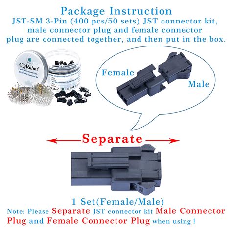 CQRobot 400 Pieces 2 5mm Pitch JST SM JST Connector Kit 2 5mm Pitch