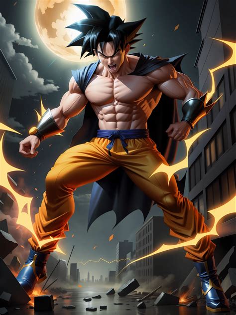 Full Body Goku Super Saiyan 3 With Batman Costume Magical Energy