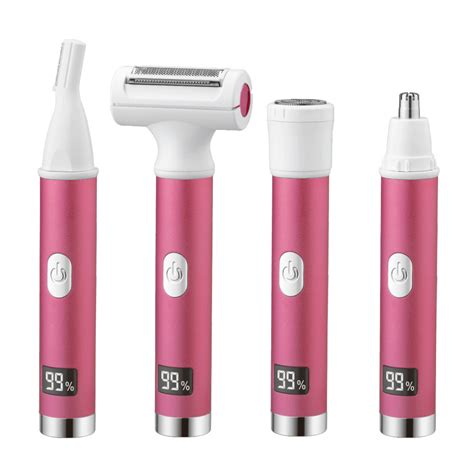 Mini prenosni električni brivnik za ženske prirezovalnik za bikini sramne dlake 4 v 1 roza USB