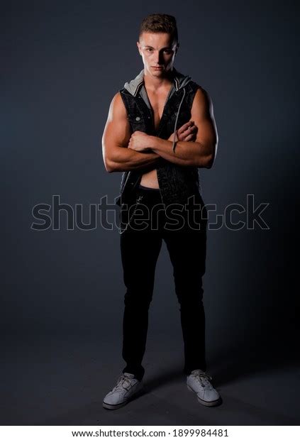 Cool Shirtless Guy Wearing Stylish Unbuttoned Stock Photo 1899984481