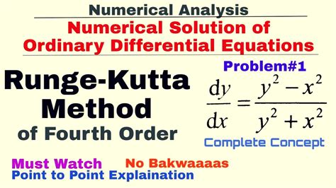 9 Runge Kutta Method Of Fourth Order Concept Problem 1 Numerical