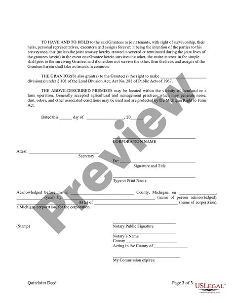 Wayne Michigan Quitclaim Deed From Corporation To Husband And Wife Us Legal Forms