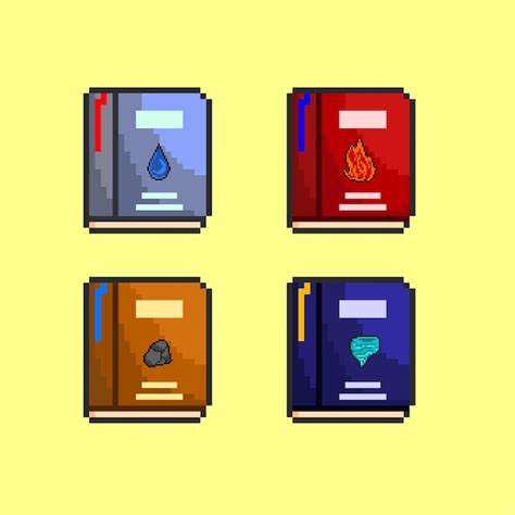 Premium Vector Set Of Element Books With Pixel Art Style