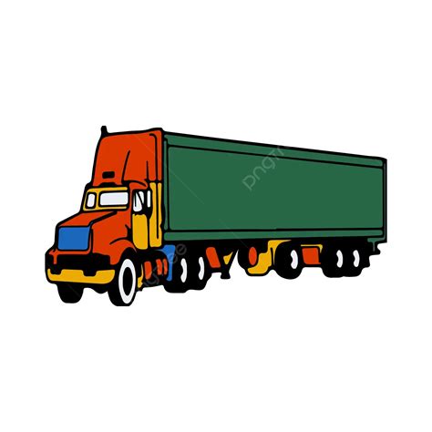 Truck Trailer With Container Vector Trailer Illustration Vector Png