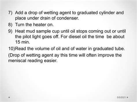 Lab 10 Measurement Of The Oil Water And Solid Contents Of Drilling Mud