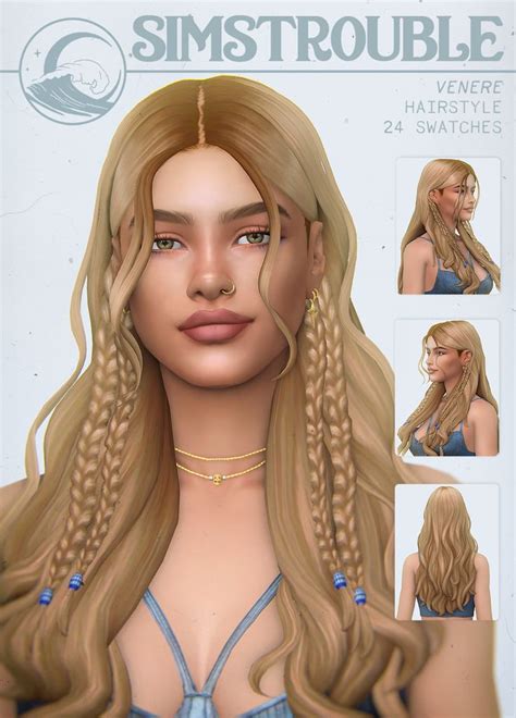 Venere Hairstyle By Simstrouble Simstrouble Sims Hair Sims 4 Sims