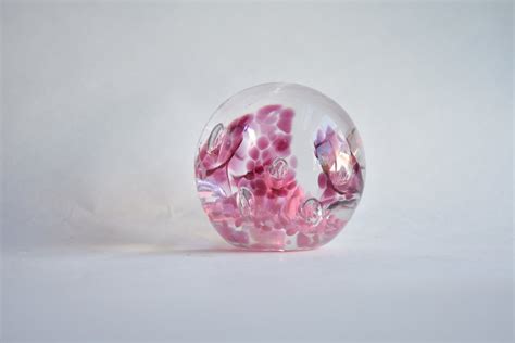 Prestige Art Glass Paperweight Elwood Indiana Pink Flower Etsy