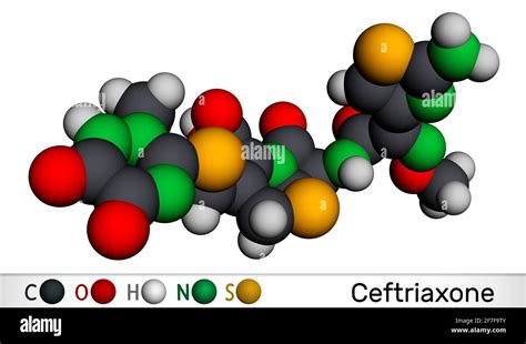 Ceftriaxone molecule. It is broad-spectrum third-generation cephalosporin antibiotic. Molecular ...