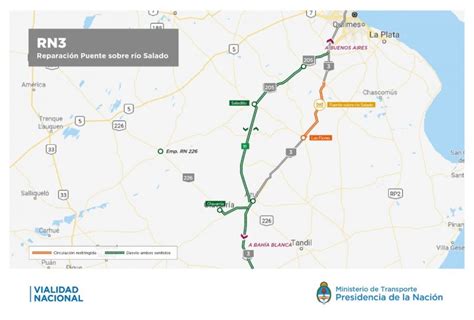 Cuáles son las vías de desvío y Hasta cuándo es el corte de la Ruta 3