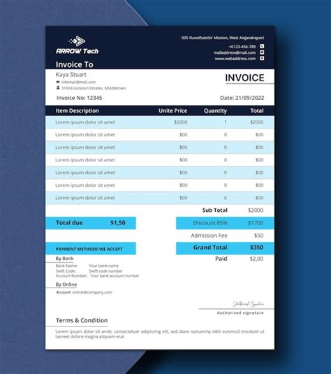 Premium Vector Creative Modern And Professional Invoice Template Design