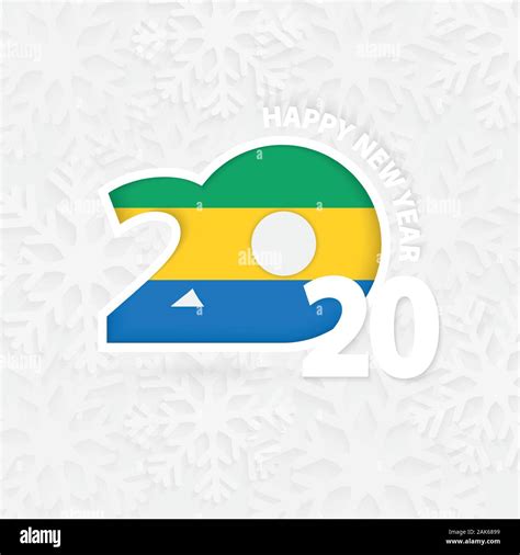 Happy New Year 2020 for Gabon on snowflake background. Greeting Gabon