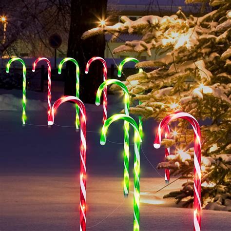 Outcreator Christmas Candy Cane Pathway Marker Lights Led Outdoor