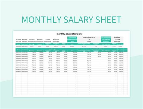 Monthly Salary Sheet Excel Template And Google Sheets File For Free