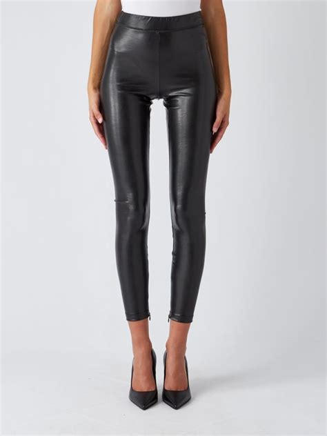 Michael Kors Women S Leggings In Imitation Leather With Zip Black