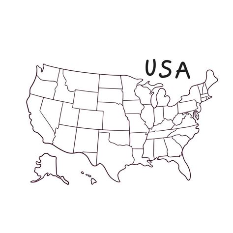 Hand Drawn Doodle Map Of Usa Vector Art At Vecteezy