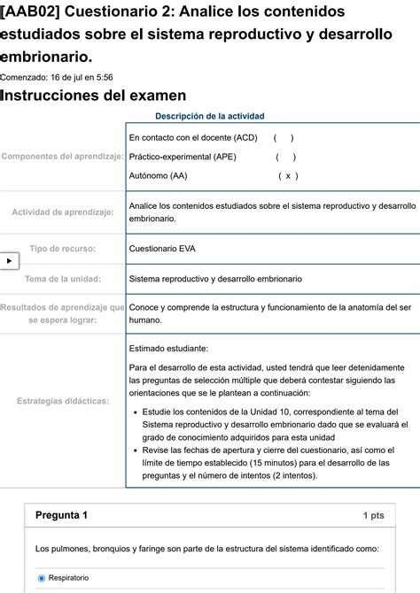 Solution Examen Aab Cuestionario Analice Los Contenidos Estudiados