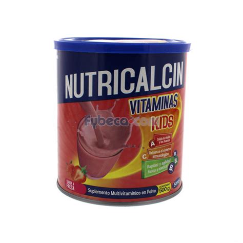 Leche Nutricalcin Vitaminas Kids Fresa 500 G Tarro Fybeca