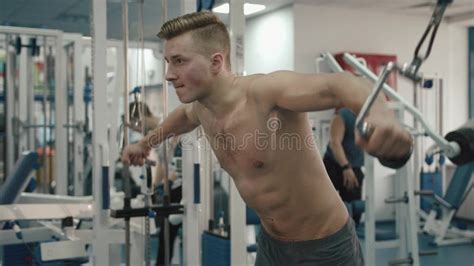 Sport And Healthy Life Style Concept Handsome Sporstman With Muscles And Naked Torso Training