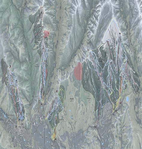 Aspen Snowmass Ski Resort Map Digital Art by Powder Addicts - Pixels