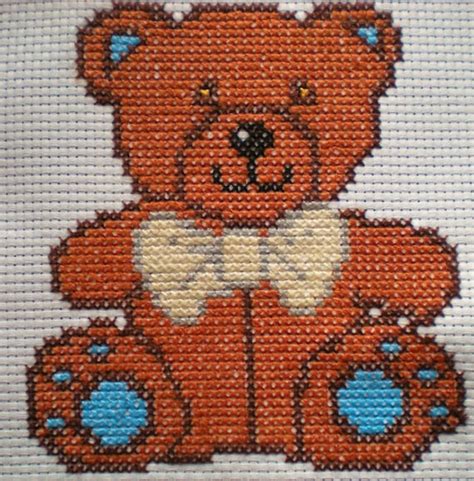 Cross Stitch Kit Teddy Bear Blue Beary And By Cordylioncreatives