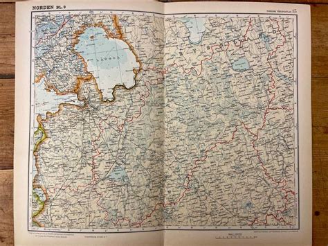 Fin Antik Karta Fr N Nordisk V Rldsatlas Petrograd