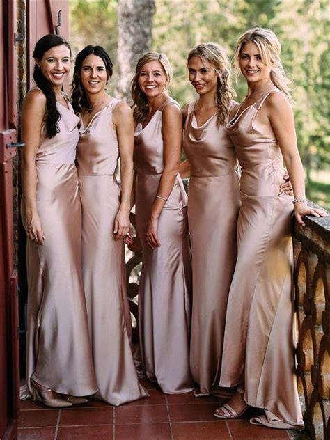 Sheath Simple Cheap Long Backless Bridesmaid Dresses With Train Bd