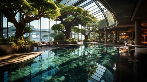 Premium Photo | Four Seasons Hotel Singapore with swimming pool