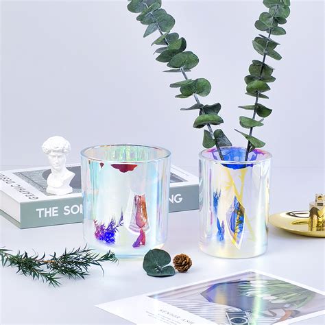 Iridescent Holographic Candle Glass Jars For Candle Making Clear