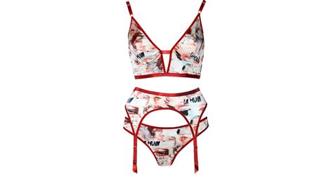 La Musa Red Silk Lingerie Set Lyst