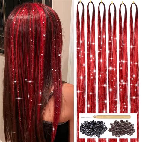 Amazon Red Hair Tinsel Kit With Tool Pcs Strands Hair