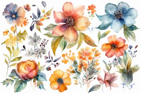 Water Color Floral Clipart Pack Etsy