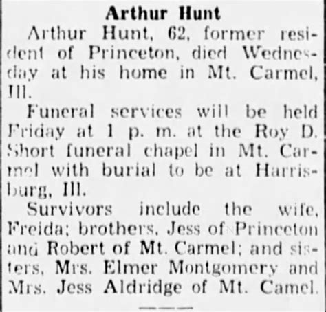 Obituary for Arthur Hunt - Newspapers.com